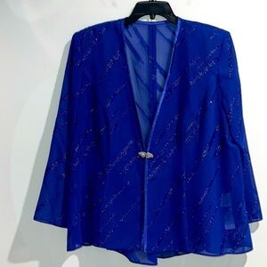 R & M Richards purply blue sparkly sheer jacket coverup top. Size 20WP. Shoulde…